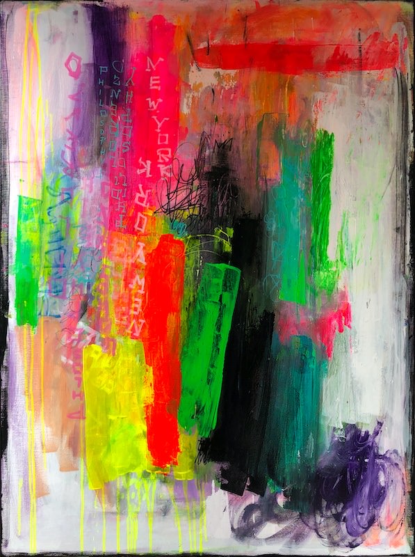 WTC - acrylic painting on canvas - 97 cm x 130 cm - Marzena Lavrilleux - artist painter in Orleans - France