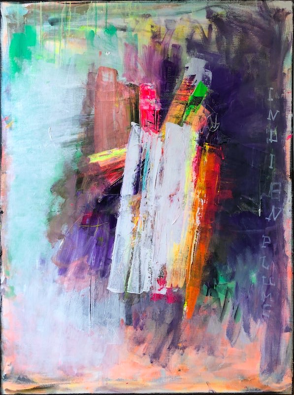 Plume - peinture acrylique sur toile - 97 cm x 130 cm - Marzena Lavrilleux - artiste peintre à Orléans