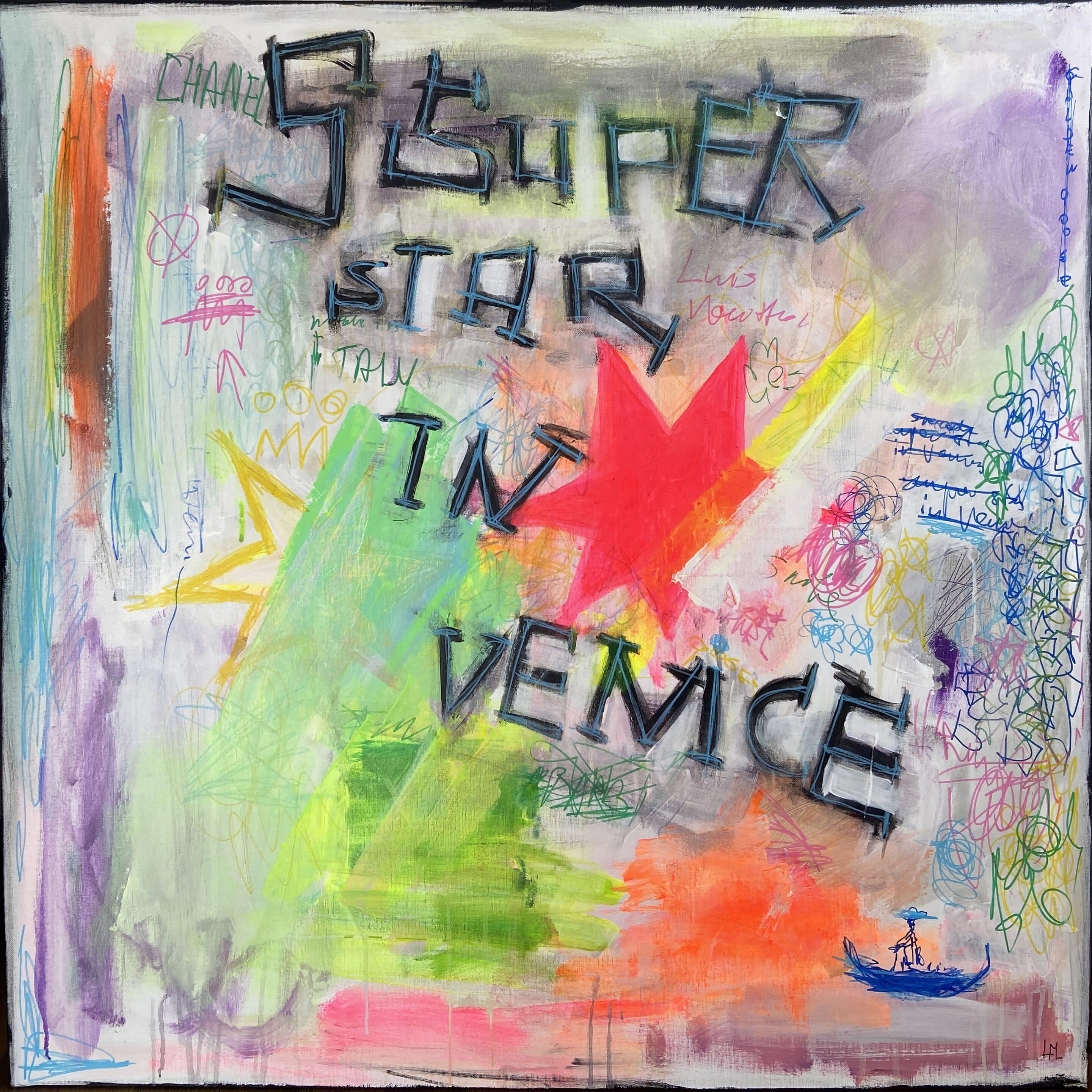 Super star - acrylic painting on canvas - 100 cm x 100 cm - Marzena Lavrilleux - artist painter in Orleans - France